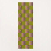 茶市松模様にとオリーブ色の緑の模様 ヨガマット (正面)