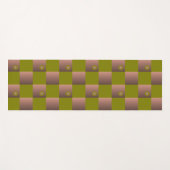 茶市松模様にとオリーブ色の緑の模様 ヨガマット (正面(横))