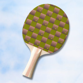 茶市松模様にとオリーブ色の緑の模様 卓球ラケット