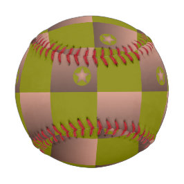 茶市松模様にとオリーブ色の緑の模様 野球ボール