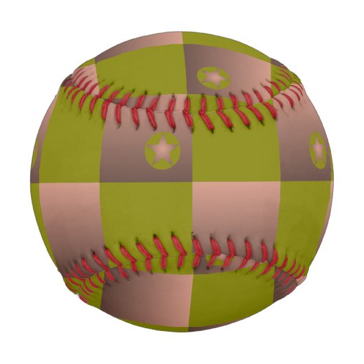 茶市松模様にとオリーブ色の緑の模様 野球ボール (正面)