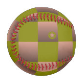 茶市松模様にとオリーブ色の緑の模様 野球ボール (正面左)