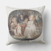 茶庭、Morlaの後の色の点刻法の版木、銅版、版画 クッション (裏面)