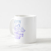 茶愛好家のためのブルーパープルグラデーション引用文 コーヒーマグカップ (正面左)