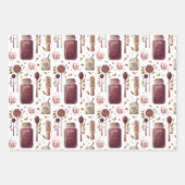 茶愛好家のコラージュ – 茶瓶とハーブ ラッピングペーパーシート (正面)