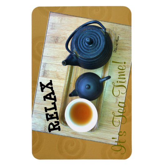 茶愛好家の設定フォトオーバーヘッドビューカスタム マグネット (縦)