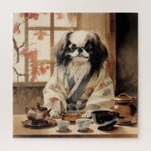 茶日本のの湯を楽しむ愛犬