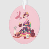 茶日本の湯クレーン オーナメント (正面)