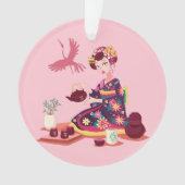 茶日本の湯クレーン オーナメント (正面)