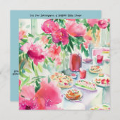 茶時間の贅沢：ティーガーデン、赤ちゃんシャワー 招待状 (正面/裏面)