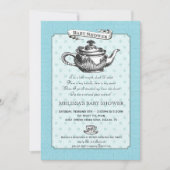 茶時間ベビーシャワーの招待状-水の青 招待状 (正面)