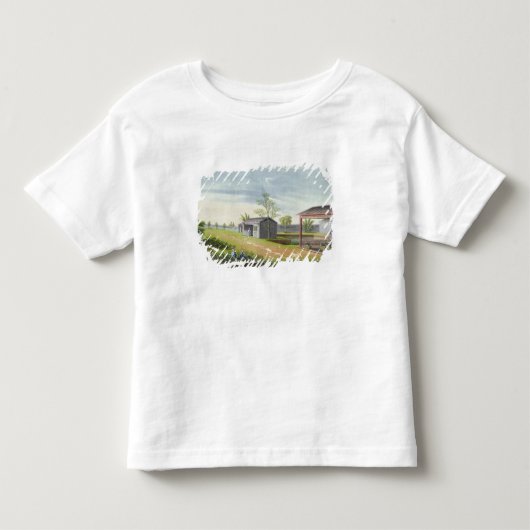 茶植物をがちです(w/c紙で) トドラーTシャツ (正面)