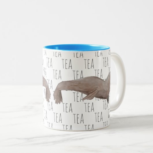 茶海動物の水の色シーライオン ツートーンマグカップ (正面右)