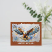 茶生まれ鳥の絵画鷲の葉書 ポストカード (スタンド正面)