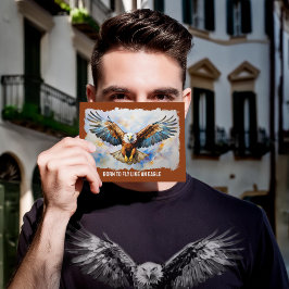 茶生まれ鳥の絵画鷲の葉書 ポストカード