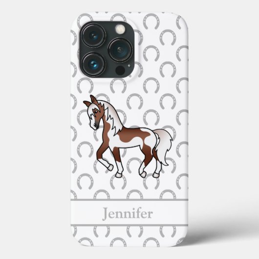 茶白の斑の馬のトロットイラスト Case-Mate iPhoneケース (裏面)
