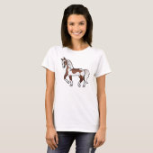 茶白の斑の馬のトロットイラスト Tシャツ (正面フル)