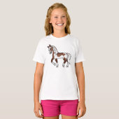 茶白の斑の馬のトロットイラスト Tシャツ (正面フル)