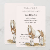 茶白の馬の誕生日 招待状 (正面/裏面)