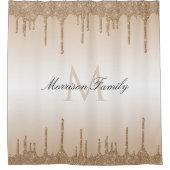 茶白色名前をカスタムするグリッター シャワーカーテン (正面)