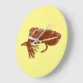 茶的まつかのぼり結びと魚釣り ラージ壁時計 (傾斜)