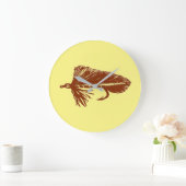 茶的まつかのぼり結びと魚釣り ラージ壁時計 (ホーム)