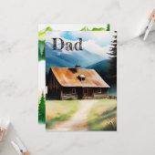 茶素朴色と青の水の色の父の日 カード (正面/裏面インサイチュ)