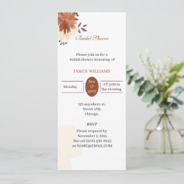 茶素朴花ブライダルシャワー 招待状