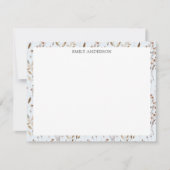 茶素朴花葉フローラ植物模様 ノートカード (正面)