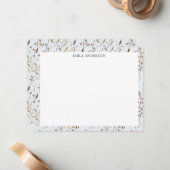 茶素朴花葉フローラ植物模様 ノートカード (正面/裏面インサイチュ)