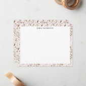 茶素朴花葉フローラ植物模様 ノートカード (正面/裏面インサイチュ)