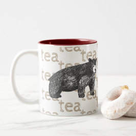 茶素朴芸術的コーヒーブラックベア ツートーンマグカップ