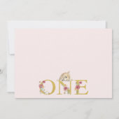 茶色いくつかのバニーワイルドフラワーズ1st誕生日 招待状 (裏面)