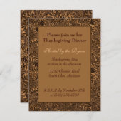 茶色いエレガント葉の感謝祭 出欠カード (正面/裏面)