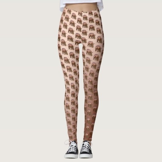 茶色いサイの柄 レギンス (正面)