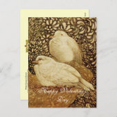 茶色いセピアの白い鳩 シーズンポストカード (正面/裏面)