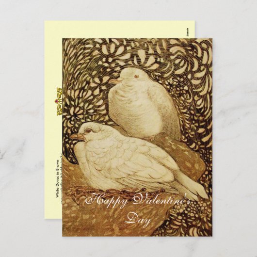 茶色いセピアの白い鳩 シーズンポストカード (正面/裏面)