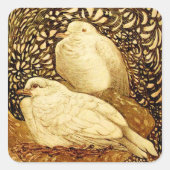 茶色いセピアの白い鳩 スクエアシール (正面)