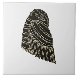 茶色いタイルの鳥アールデコ タイル