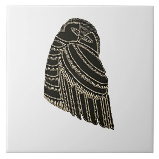 茶色いタイルの鳥アールデコ タイル (正面)