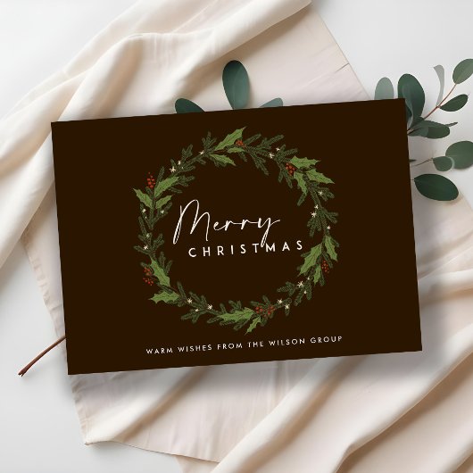 茶色いチ企業のックホリーベリーリースクリスマス シーズンカード