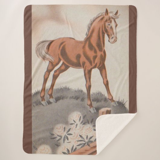 茶色い幸せな馬 シェルパブランケット (正面)