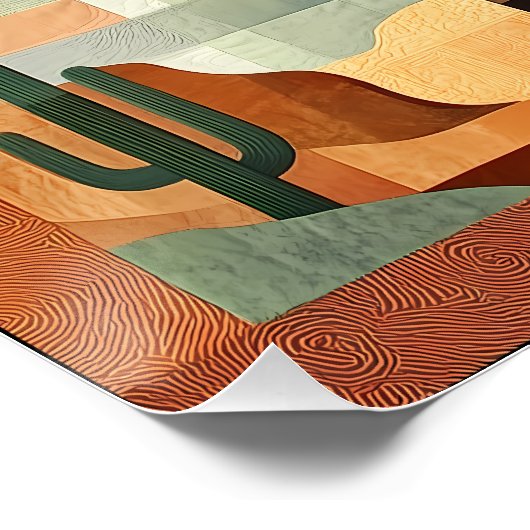 茶色い枠の砂漠のアートグリッド – 幾何学模様 ポスター (コーナー)