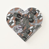 茶色い灰色の花の柄 ノートブック (裏面)