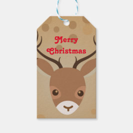 茶色い背景にトナカイイラストレーション ギフトタグ