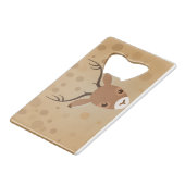 茶色い背景にトナカイイラストレーション クレジットカード栓抜き (正面アングル)