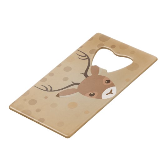 茶色い背景にトナカイイラストレーション クレジットカード栓抜き (裏面アングル)