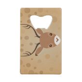 茶色い背景にトナカイイラストレーション クレジットカード栓抜き (裏面)