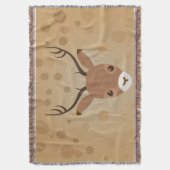 茶色い背景にトナカイイラストレーション スローブランケット (正面縦)