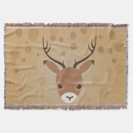 茶色い背景にトナカイイラストレーション スローブランケット